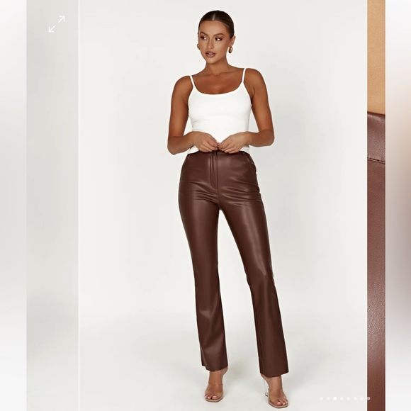 Meshki Pants - NWT MESHKI TYRA Straight Leg Faux Leather Pants - Chocolate